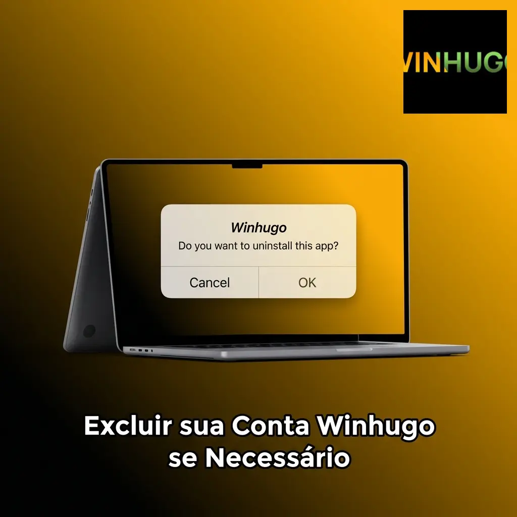 Homem acessando configurações para excluir conta Winhugo com saldo zerado antes do encerramento definitivo
