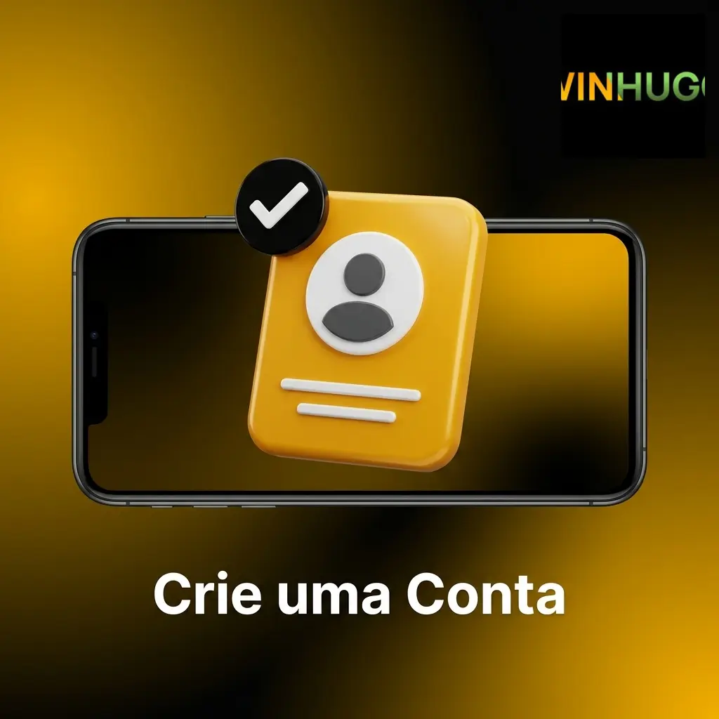 Tela de criação de conta no aplicativo Winhugo com campos para e-mail e senha