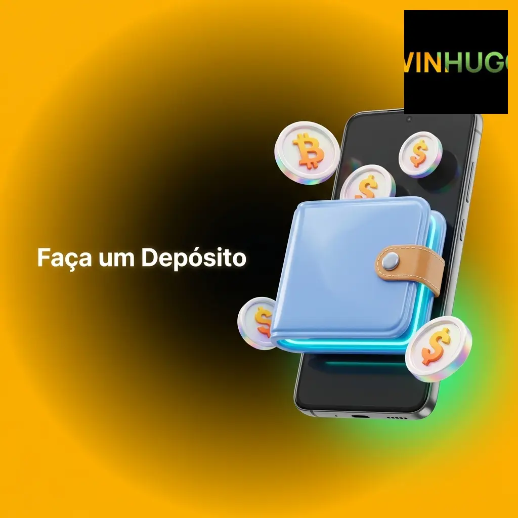 Depósito no app Winhugo via Pix, cartão ou carteira digital de forma rápida e segura