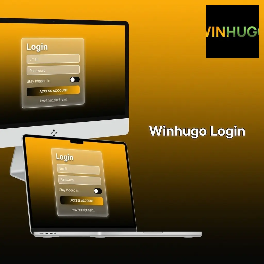 Tela de login da plataforma Winhugo com campos de e-mail, senha e opções de acesso social seguro