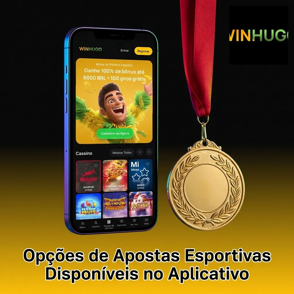 Opções de apostas esportivas no app Winhugo: futebol, basquete, tênis, MMA, e-sports e mais modalidades
